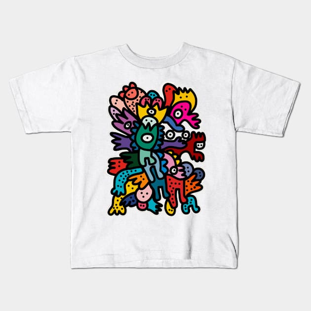 Super Cool Street Art Monsters Kids T-Shirt by signorino